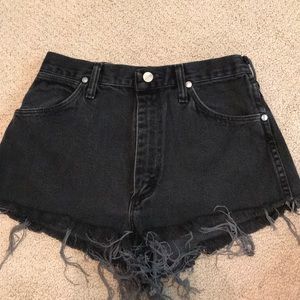 High waisted black jean shorts